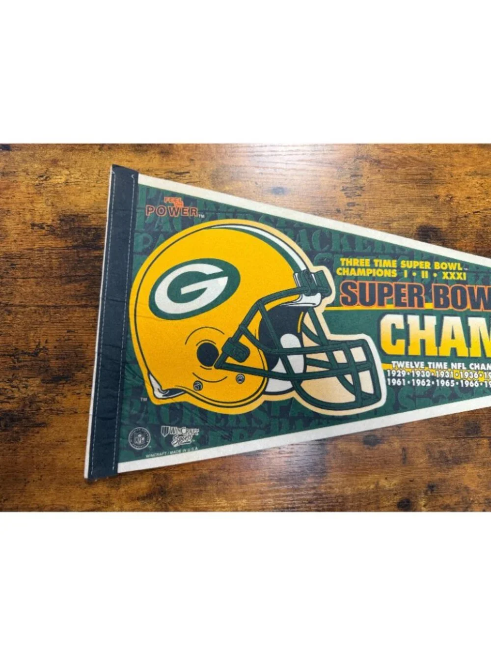 Vintage Green Bay Packers Super Bowl XXXI Champions Full Size Pennant